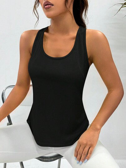 Running Women Letter Print Mock-Layer Casual Pink Sports Tank Top