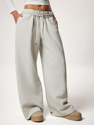 Stay Cozy and Stylish with Thick Warm Low-Rise Wide-Leg Sweatpants