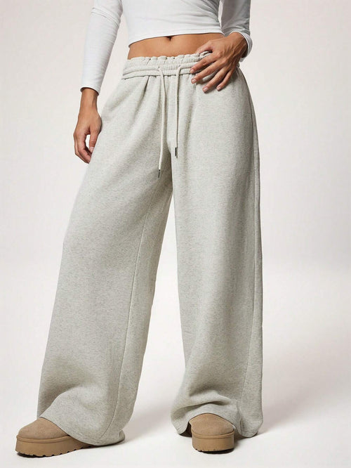 Stay Cozy and Stylish with Thick Warm Low-Rise Wide-Leg Sweatpants