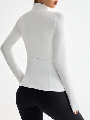 Reflective Print Stand Collar Sports Sweatshirt – Fitted, Stylish & Performance-Ready