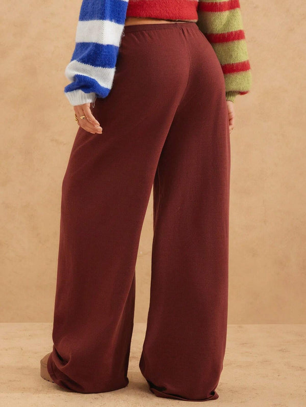 Brown & Orange Knitted Sweatpants – Stylish & Comfortable Loungewear