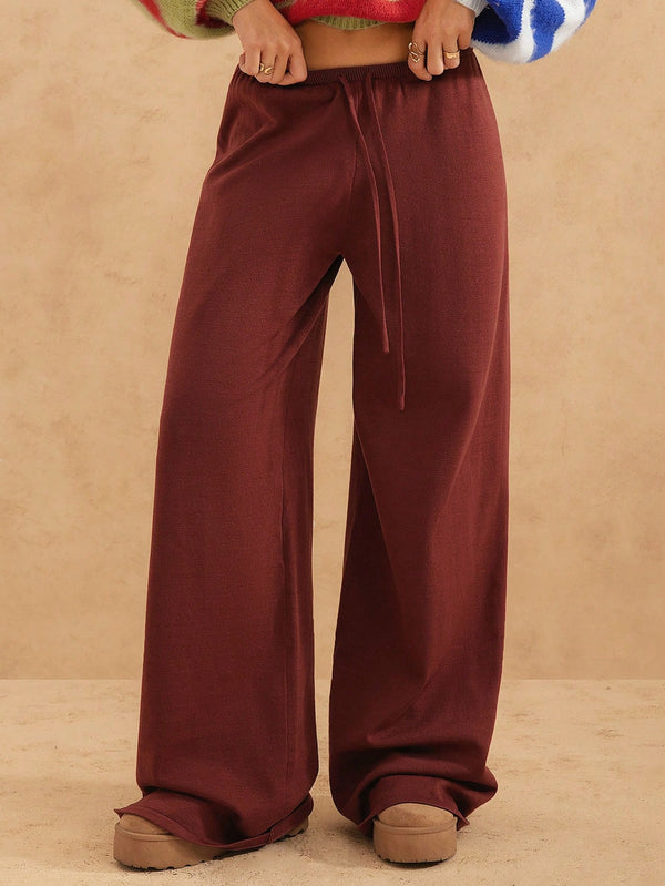 Brown & Orange Knitted Sweatpants – Stylish & Comfortable Loungewear