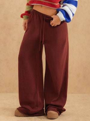 Brown & Orange Knitted Sweatpants – Stylish & Comfortable Loungewear
