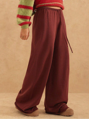 Brown & Orange Knitted Sweatpants – Stylish & Comfortable Loungewear