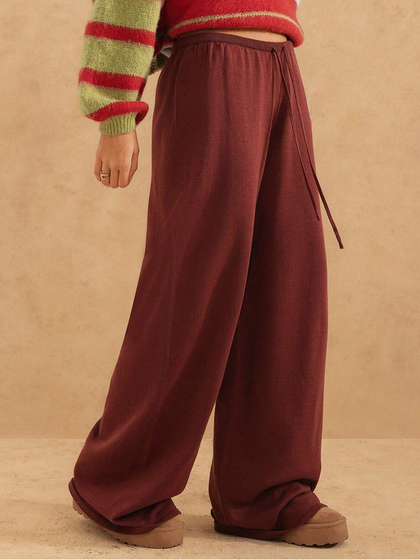 Brown & Orange Knitted Sweatpants – Stylish & Comfortable Loungewear