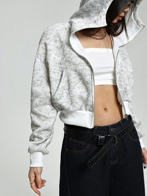 Trendy Women's Turtleneck Open-Front Hoodie – Cosy Fleece & Street Style