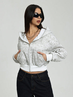 Trendy Women's Turtleneck Open-Front Hoodie – Cosy Fleece & Street Style