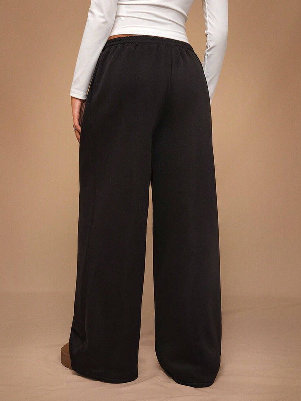 Stay Cozy and Stylish with Thick Warm Low-Rise Wide-Leg Sweatpants
