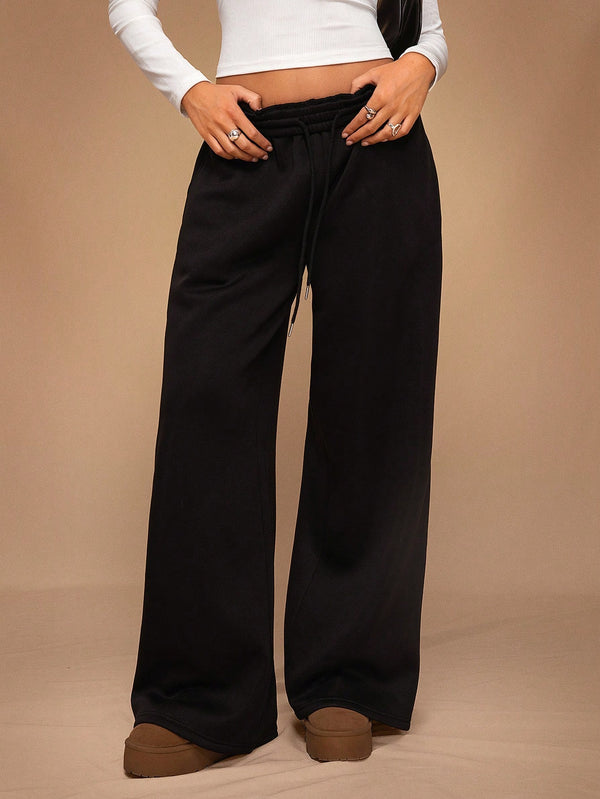 Stay Cozy and Stylish with Thick Warm Low-Rise Wide-Leg Sweatpants
