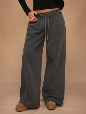 Stay Cozy and Stylish with Thick Warm Low-Rise Wide-Leg Sweatpants