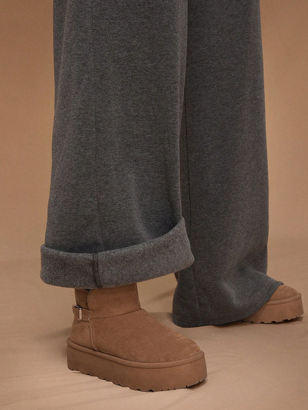 Stay Cozy and Stylish with Thick Warm Low-Rise Wide-Leg Sweatpants