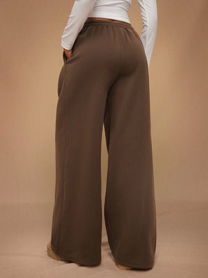 Stay Cozy and Stylish with Thick Warm Low-Rise Wide-Leg Sweatpants