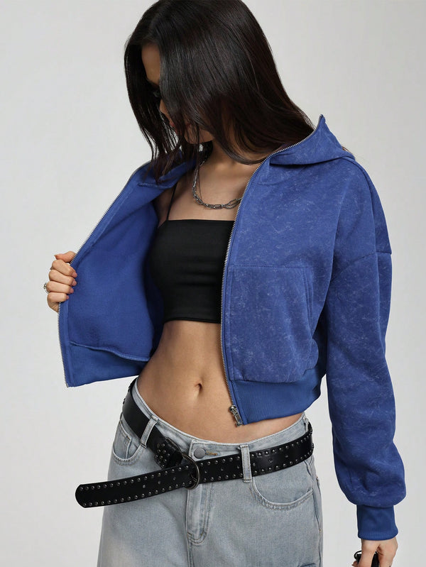 Trendy Women's Turtleneck Open-Front Hoodie – Cosy Fleece & Street Style