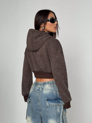 Trendy Women's Turtleneck Open-Front Hoodie – Cosy Fleece & Street Style
