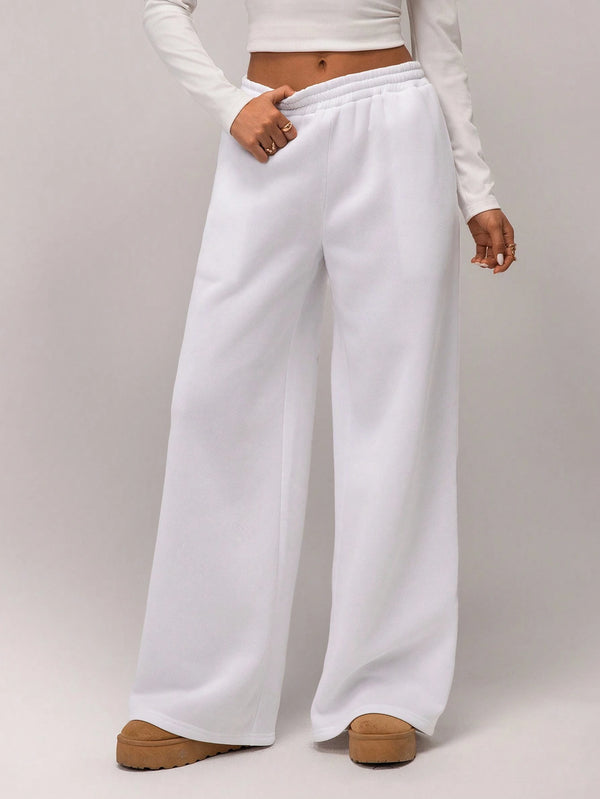 Stay Cozy and Stylish with Thick Warm Low-Rise Wide-Leg Sweatpants
