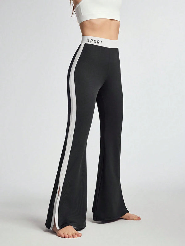 Flared Sports Leggings with Split Wide Leg