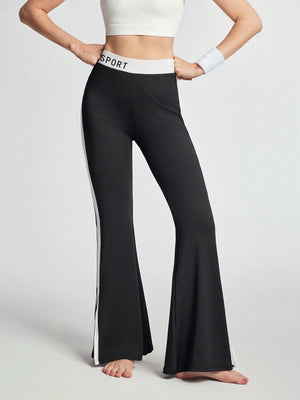 Flared Sports Leggings with Split Wide Leg