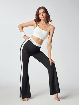 Flared Sports Leggings with Split Wide Leg