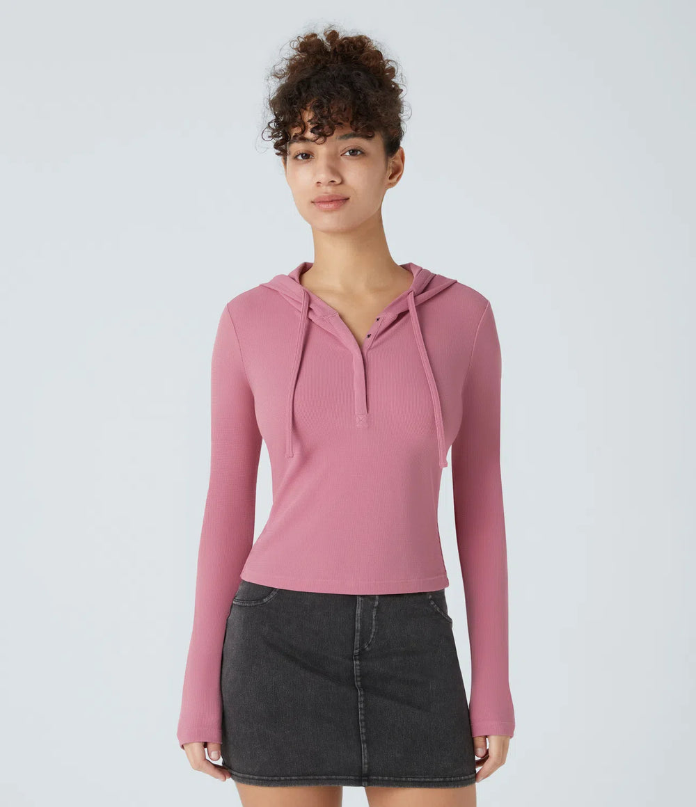 Hooded Button Front Sweatshirt