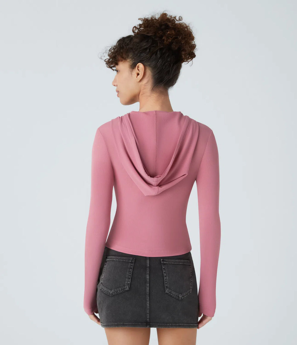 Hooded Button Front Sweatshirt