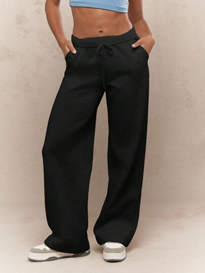 Folded Waistband Flare Sweatpants | Drawstring & Comfy Fit