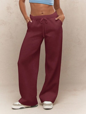 Folded Waistband Flare Sweatpants | Drawstring & Comfy Fit