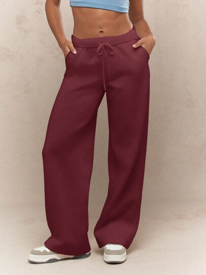 Folded Waistband Flare Sweatpants | Drawstring & Comfy Fit