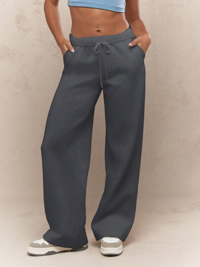 Folded Waistband Flare Sweatpants | Drawstring & Comfy Fit