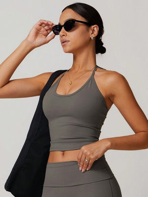 Women's Yoga Suit – High Elasticity Sports Camisole with Built-in Cups