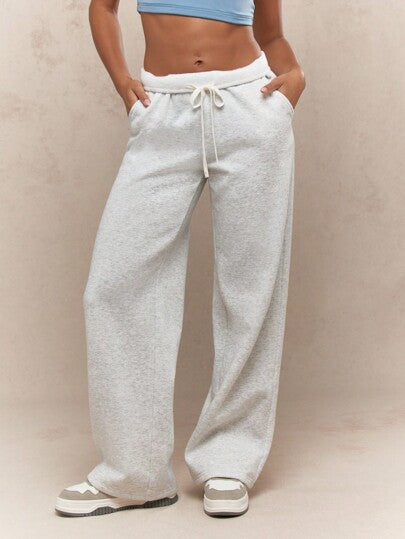 Folded Waistband Flare Sweatpants | Drawstring & Comfy Fit